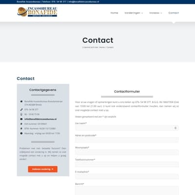 Portfolio Webzeker Webdesign - Website gebouwd: Bonafide Incassobureau