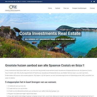 Portfolio Webzeker Webdesign - Website gebouwd: Costa Investments Real Estate