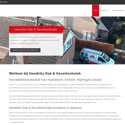 Portfolio Webzeker Webdesign - Website gebouwd: Hendriks Daktechniek