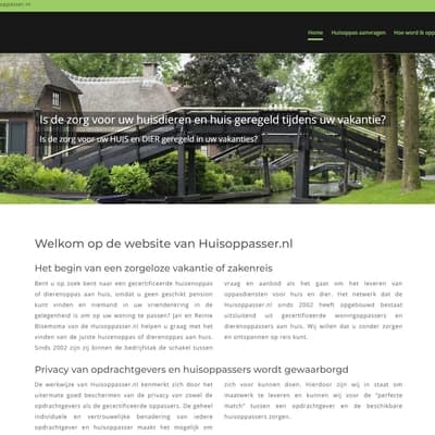Portfolio Webzeker Webdesign - Website gebouwd: Huisoppasser