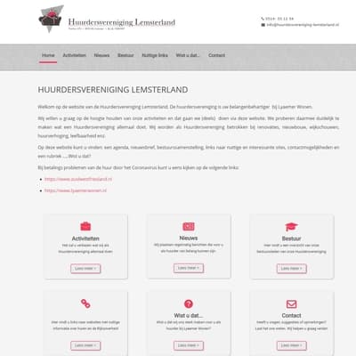 Portfolio Webzeker Webdesign - Website gebouwd: Huurdersvereniging Lemsterland