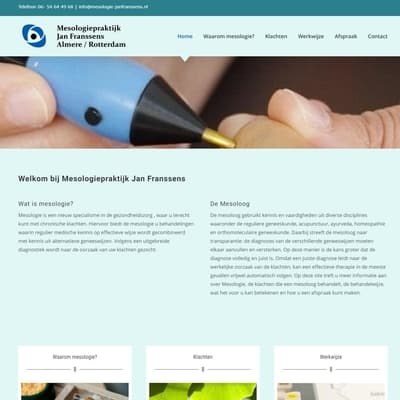 Portfolio Webzeker Webdesign - Website gebouwd: Mesologiepraktijk Jan Franssens