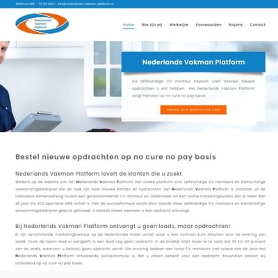 Portfolio Webzeker Webdesign - Website gebouwd: Nederlands Vakman platform