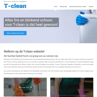 Portfolio Webzeker Webdesign - Website gebouwd: T-Clean