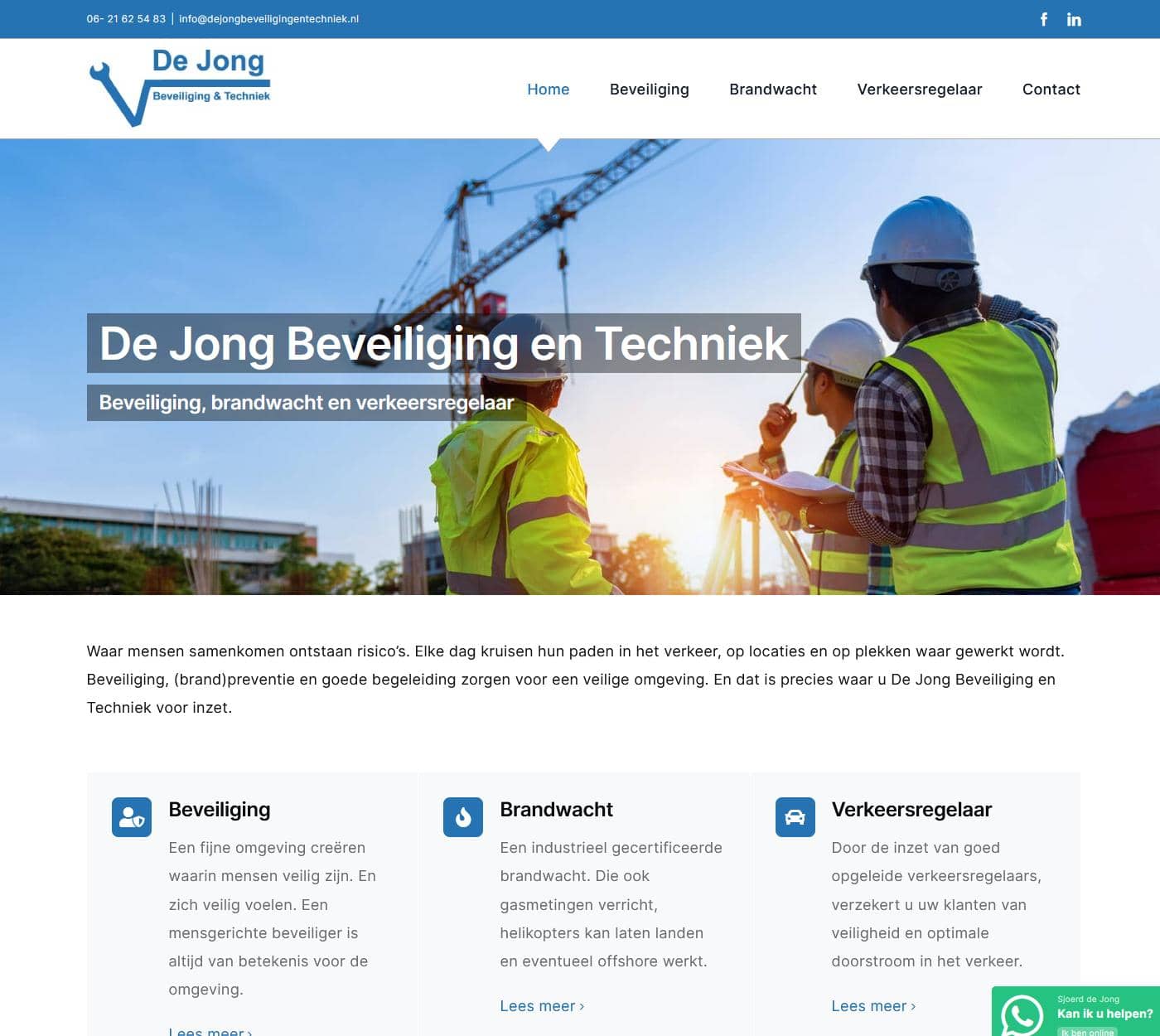 Portfolio Webzeker Webdesign | Website De Jong Beveiliging en Techniek