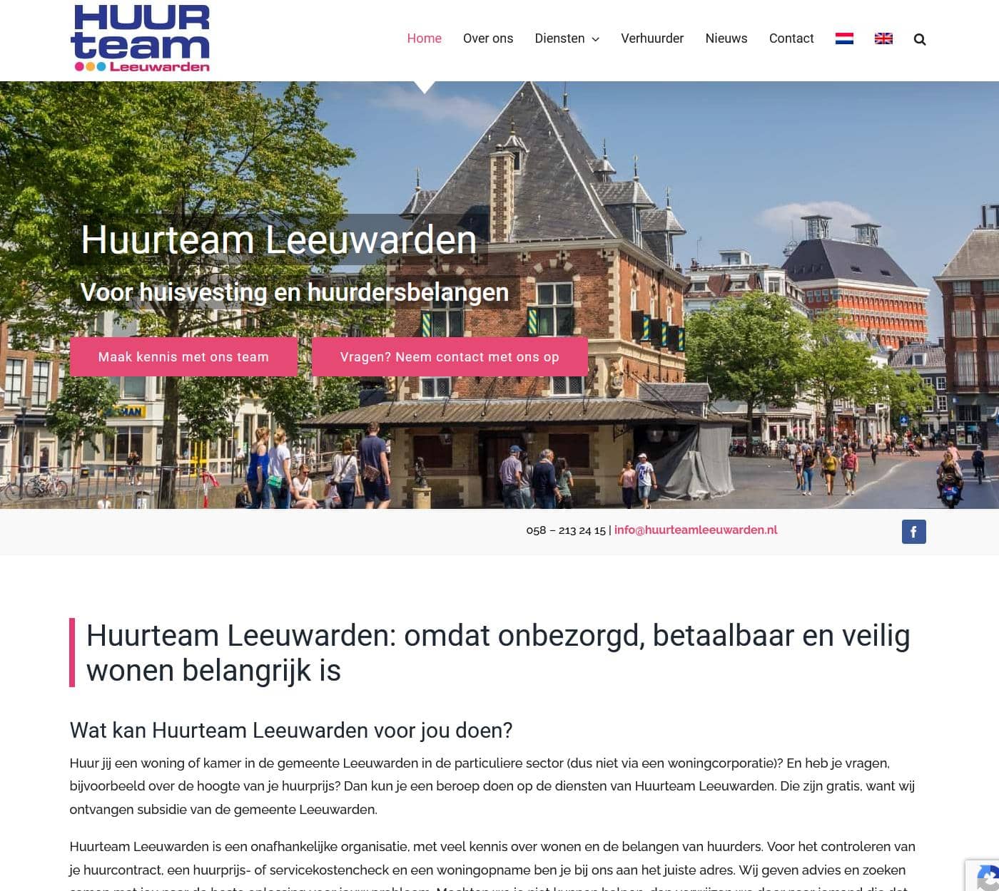 Portfolio Webzeker Webdesign | Website Huurteam Leeuwarden
