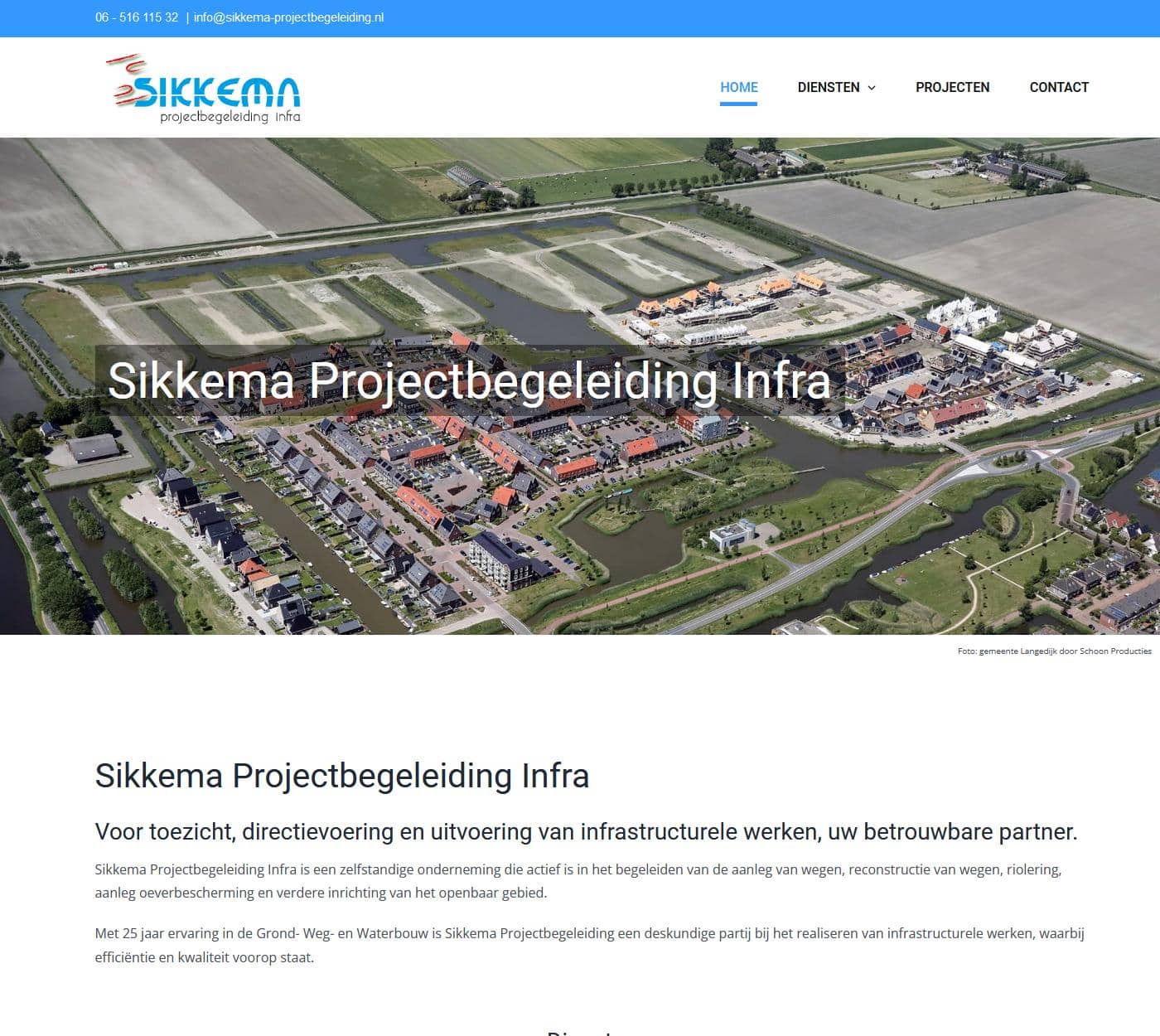 Portfolio Webzeker Webdesign | Website Sikkema Projectbegeleiding