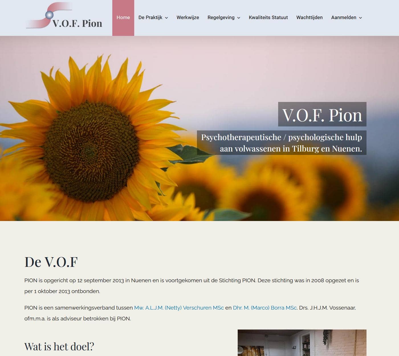 Portfolio Webzeker Webdesign | Website VOF Pion